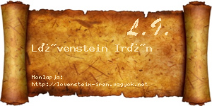 Lövenstein Irén névjegykártya
